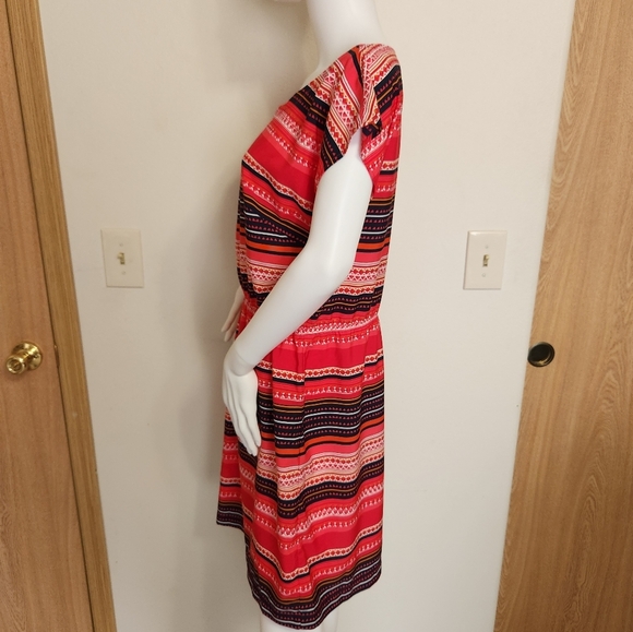 Red Merona geometric print dress size large - Picture 5 of 10